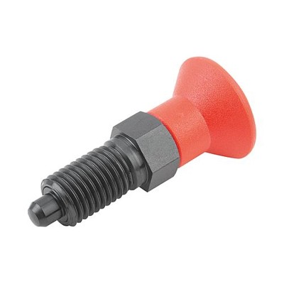KIPP - ARRETIERBOLZEN GR.9 D1=M06X0,75, D=3, FORM:A O.RASTNUT, O.KONTERMUTTER, STAHL GEHÄRTET, KOMP:THERMOPLAST ROT RAL3020