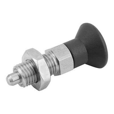 KIPP - ARRETIERBOLZEN GR.5 D1=M24X2, D=16, FORM:B O.RASTNUT, M.KONTERMUTTER, EDELSTAHL 1.4404 BLANK,