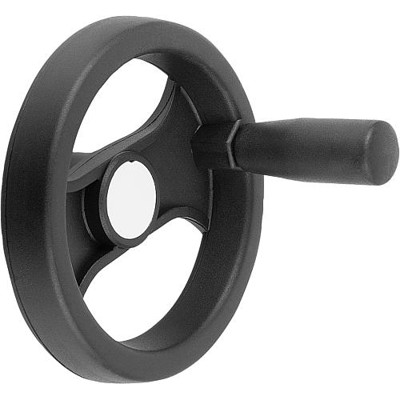 KIPP - 2-SPEICHENHANDRAD D1=252 PASSBOHRUNG MIT NUT D2=24H7, B3=8, T=27,3, POLYAMID, KOMP:POLYAMID, GRIFF DREHBAR