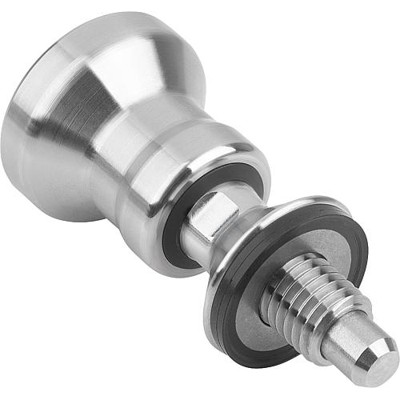 KIPP - ARRETIERBOLZEN HYGIENIC DESIGN GR.1 M10, D=6, FORM:C MIT RASTNUT, EDELSTAHL 1.4404 UNGEHÄRTET, KOMP:EDELSTAHL