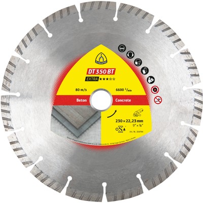 KLINGSPOR - Diamanttrennscheibe DT 350 BT, 230 x 2,6 x 22,23mm 15 Segmente, Turbo