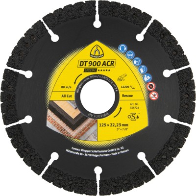 KLINGSPOR - Diamanttrennscheibe DT 900ACR, 115 x 2,8 x 22,23mm 6 Segmente 56 x 2,8 x 10mm