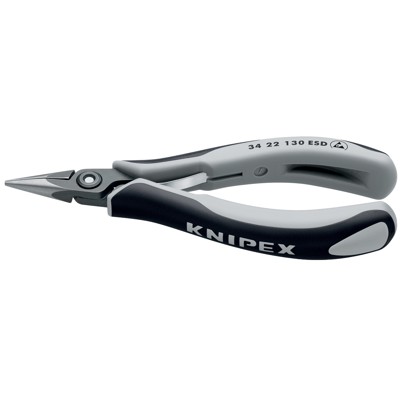 KNIPEX® - Präzisions-Elektr.-Greifz. 34 22 130 ESD flachr., sp. zul. pol. MK 135mm