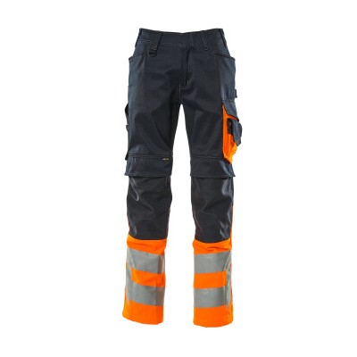 MASCOT® - Leeds Hose mit Knietaschen SAFE SUPREME, Schwarzblau/hi-vis Orange, Größe 82C66