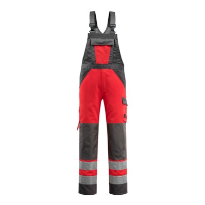 MASCOT® - Gosford Latzhose mit Knietaschen - SAFE LIGHT - hi-vis Rot/Dunkelanthrazit, Gr. 76C58