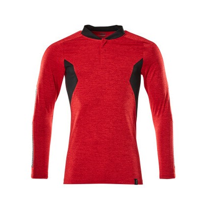 MASCOT® - Polo-Shirt ACCELERATE, Langarm Verkehrsrot meliert/Schwarz 18081-810-20209, Größe L ONE