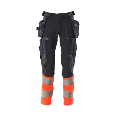 MASCOT® - Hose mit Hängetaschen ACCELERATE SAFE, Schwarzblau/hi-vis Rot, Größe 76C58