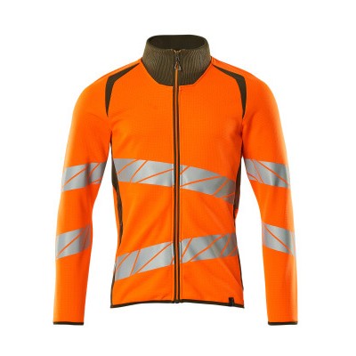 MASCOT® - Sweatshirt mit Reißverschluss ACCELERATE SAFE, hi-vis Orange/Moosgrün, Größe XL