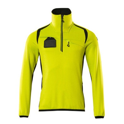 MASCOT® - Fleecepullover mit kurzem Reißverschluss - ACCELERATE SAFE - hi-vis Gelb/Schwarz, Gr. XL