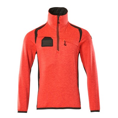 MASCOT® - Fleecepullover mit kurzem Reißverschluss - ACCELERATE SAFE - hi-vis Rot/Dunkelanthrazit, Gr. XL