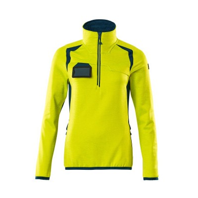 MASCOT® - Fleecepullover mit kurzem Reißverschluss - ACCELERATE SAFE - hi-vis Gelb/Dunkelpetroleum, Gr. 4XL