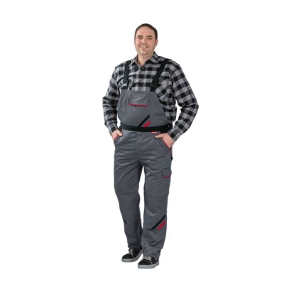 Planam - Latzhose 2332 schiefer/schwarz/rot, Größe 118