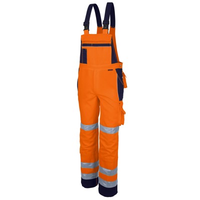 qualitex® - Latzhose "PRO WS" warnorange/marine, Größe 110