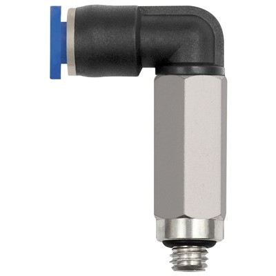 RIEGLER® - L-Steckverschraubung »Blaue Serie« mini, lang, drehbar, M5