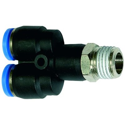 RIEGLER® - Y-Steckverschraubung »Blaue Serie«, drehbar, R 1/8" außen, Ø 12mm