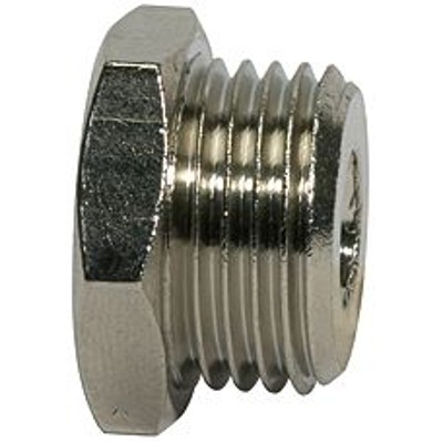 RIEGLER® - Reduziernippel »value line«, G 1/8" A, M5 I, SW 14, Messing vernickelt