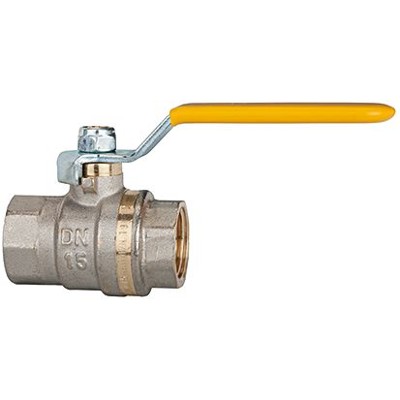 RIEGLER® - Kugelhahn Standardausführung, gelber Hebel, I/I, Messing vernickelt, G 3/8"