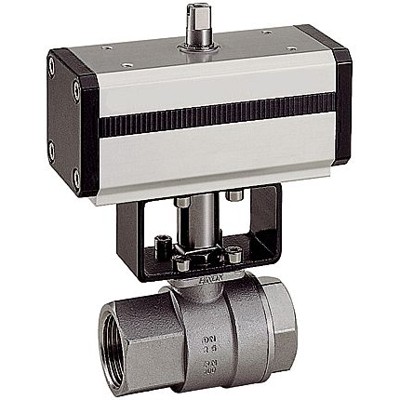 RIEGLER® - Edelstahlkugelhahn, pneumatischer Stellantrieb, doppeltwirkend, Rp 1"