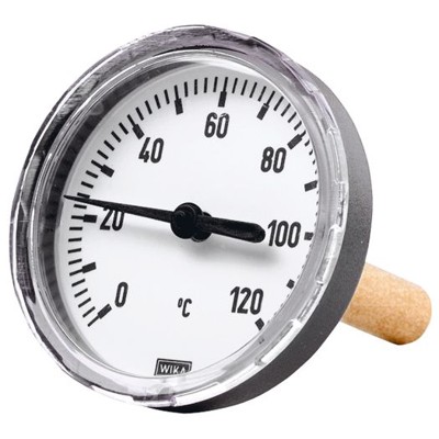 RIEGLER® - Bimetallthermometer, G 1/2" hinten, Tauchschaftlänge 100mm Ø63, bis 120°