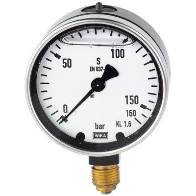 RIEGLER® - Glyzerinmanometer, Metallgehäuse, G 1/2" unten, -1/+5,0 bar, Ø 100