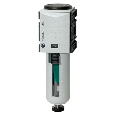 RIEGLER® - Mikrofilter »FUTURA«, PC-Behälter, Schutzkorb, BG 1, G 1/4", VA