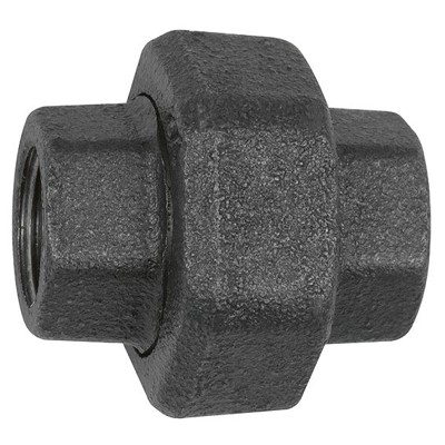 RIEGLER® - Verschraubung 330, flachdichtend, Rp 1/2", Rp 1/2", Temperguss schwarz