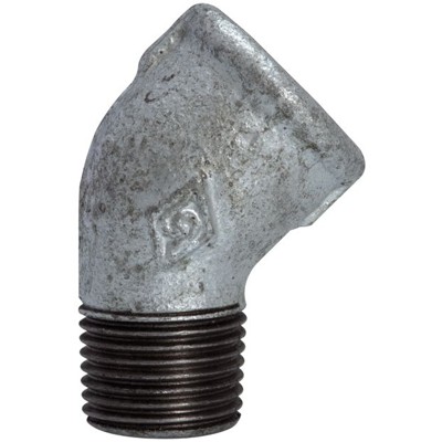 RIEGLER® - Winkel 121, 45°, I/A, Rp/R 3/4", Temperguss schwarz feuerverzinkt