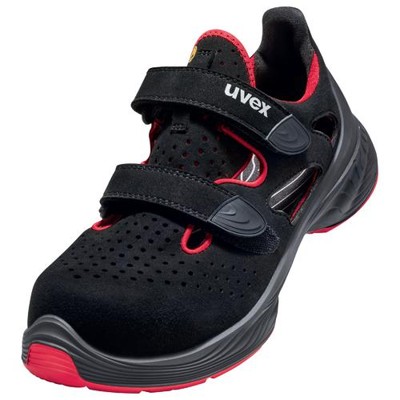 uvex - 1 G2 Sandalen S1 68488 schwarz/rot, Weite 11, Größe 39