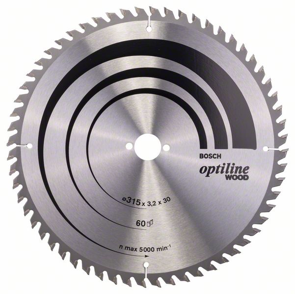 BOSCH Kreissägeblatt Optiline Wood für Tischkreissägen, 315 x 30 x 3,2 mm, 60