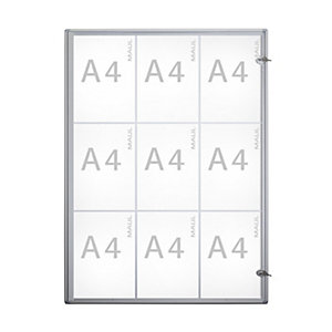 Schaukasten, Außentiefe 27 mm, Außenhöhe 963 mm, 9 x DIN A4.