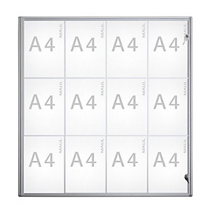 Schaukasten, Außentiefe 27 mm, Außenhöhe 963 mm, 12 x DIN A4.