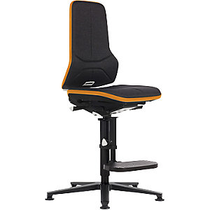 NEON Arbeitsdrehstuhl ESD, Gleiter, Aufstiegshilfe, Synchronmechanik, Stoff, Flexband orange.
