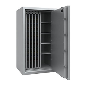 Schlüsseltresor mit ausziehbaren Zwischenwänden, VDMA B und Euro-Norm S2, 1950 Haken, 4 Fachböden, HxBxT 1506 x 836 x 700 mm.