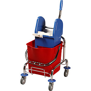 Nasswischwagen, 1 x 25-l-Einfachfahreimer, Profi-Mopp-Presse.