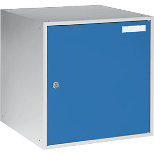 Schließfachwürfel, HxBxT 450 x 450 x 450 mm, Vollblechtür, lichtgrau / lichtblau.