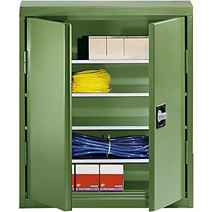 Materialschrank aus Stahlblech, Höhe 780 mm, resedagrün RAL 6011, 4 Böden.
