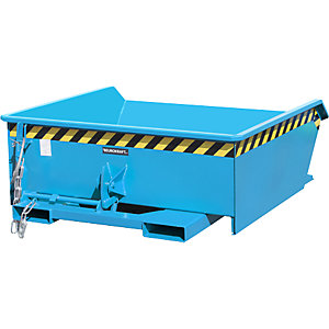 Mini-Kippbehälter, niedrige Schüttkante, Volumen 0,46 m³, blau RAL 5012.