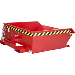 Mini-Späne-Kippbehälter, niedrige Bauhöhe, Volumen 0,46 m³, rot RAL 3000.