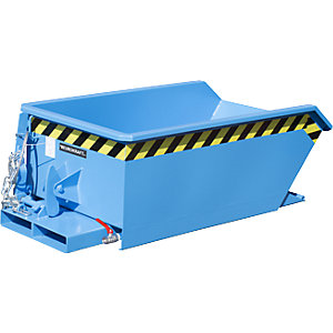 Mini-Späne-Kippbehälter, niedrige Bauhöhe, Volumen 0,23 m³, blau RAL 5012.