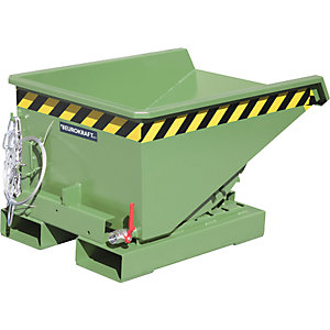 Mini-Kippbehälter für Späne, Volumen 0,15 m³, grün RAL 6011.