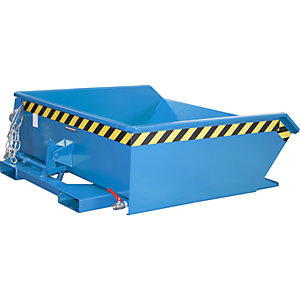 Mini-Späne-Kippbehälter, niedrige Bauhöhe, Volumen 0,61 m³, blau RAL 5012.