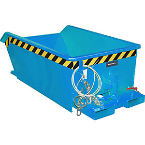 Mini-Späne-Kippbehälter, niedrige Bauhöhe, Volumen 0,27 m³, blau RAL 5012.