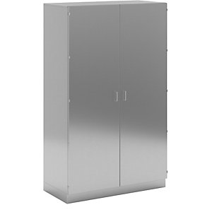 Reinraum-Hochschrank aus Edelstahl, 2 Flügeltür, Breite 1200 mm.