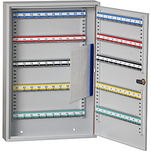 Schlüsselschrank, 100 Haken, HxBxT 550 x 380 x 80 mm, lichtgrau.