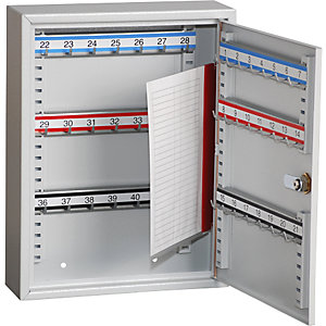 Schlüsselschrank, 42 Haken, HxBxT 350 x 270 x 80 mm, lichtgrau.