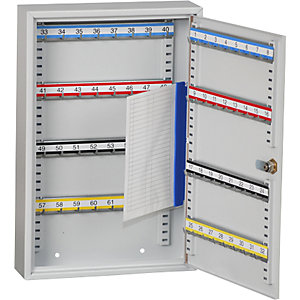 Schlüsselschrank, 64 Haken, HxBxT 450 x 300 x 80 mm, lichtgrau.