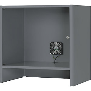 Monitorgehäuse mit integriertem Aktivlüfter, HxBxT 710 x 720 x 550 mm, anthrazit-metallic.