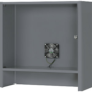 Monitorgehäuse mit integriertem Aktivlüfter, HxBxT 710 x 720 x 300 mm, anthrazit-metallic.
