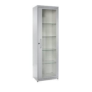 Medikamentenschrank, 1 Flügeltür, 4 Fachböden, lichtgrau.