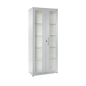 Medikamentenschrank, 2 Flügeltüren, 4 Fachböden, lichtgrau.